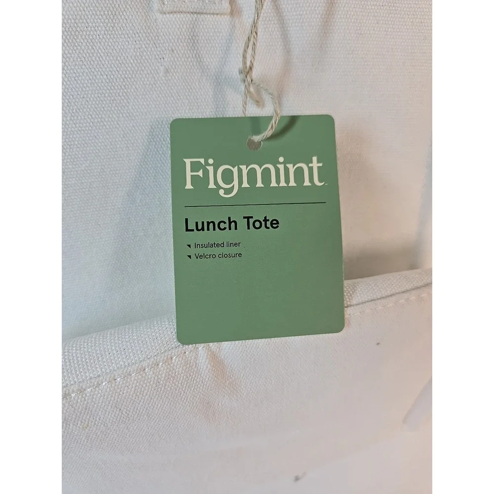 Figmint White Cotton Shell‎ Insulated Lunch Tote Bag *NEW*